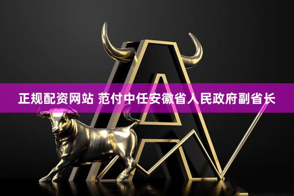 正规配资网站 范付中任安徽省人民政府副省长