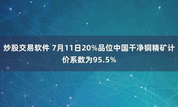 炒股交易软件 7月11日20%品位中国干净铜精矿计价系数为95.5%